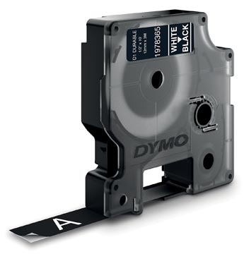 Dymo 1978365 duurzame D1 tape wit op zwart 12mm