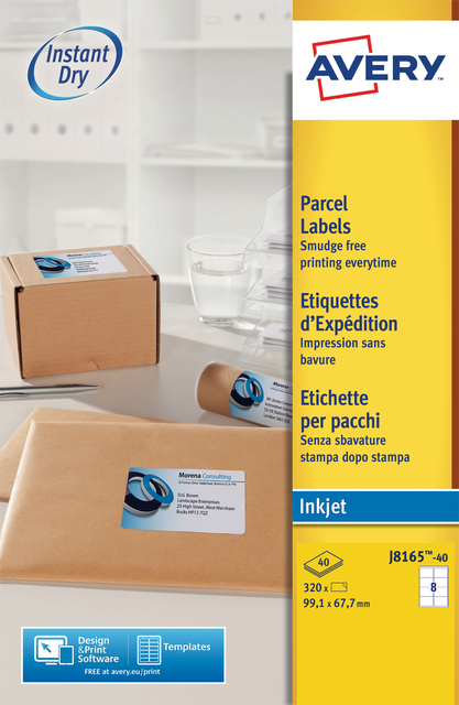 Etiket Avery J8165-40 99.1x67.7mm wit 320 etiketten