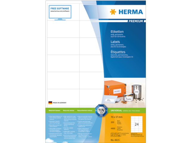 4615 etiket herma 4615 70x37mm premium a4 4800st
