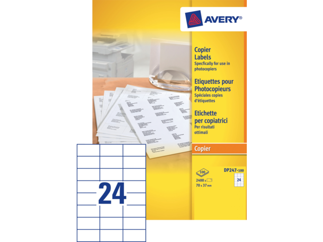 DP247-100 etiket avery dp247-100 70x37mm 2400st