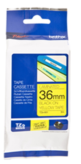 TZe-661 36mm Zwart op Geel TZe-661 36mm Zwart op Geel