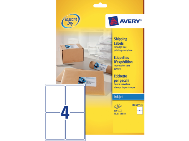 J8169-25 etiket avery j8169-25 99.1x139mm 100st