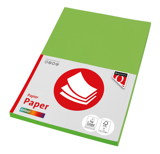 Kopieerpapier Quantore Colour A4 160gr helgroen 50 vel Kopieerpapier Quantore Colour A4 160gr helgroen 50 vel