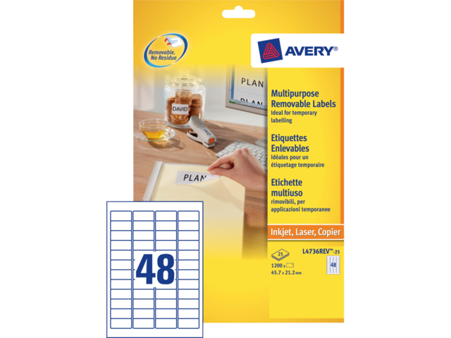 L4736REV-25 etiket avery l4736rev-25 45.7x21.2mm 1200st
