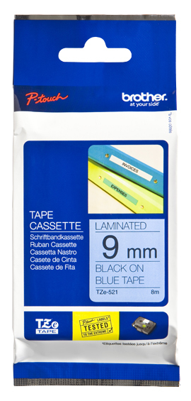 TZe-521 9mm Zwart op Blauw TZe-521 9mm Zwart op Blauw