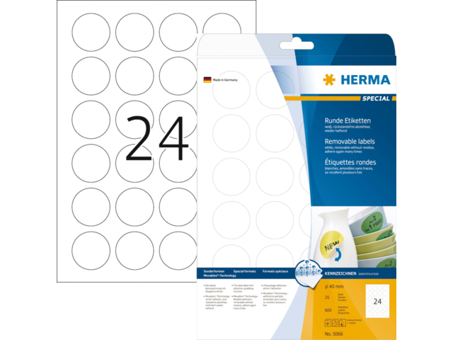 5066 etiket herma 5066 special rond 40mm movable 600st