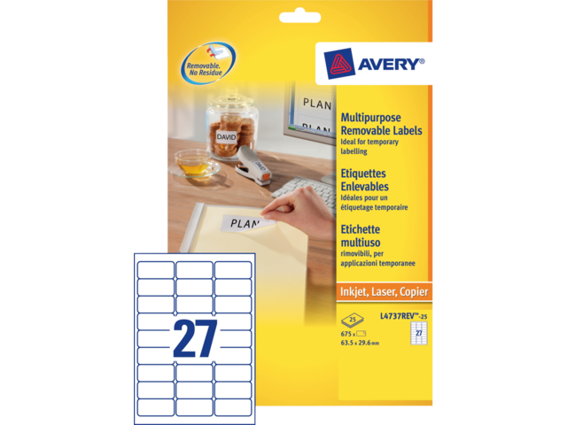 L4737REV-25 etiket avery l4737rev-25 63.5x29.6mm 675st
