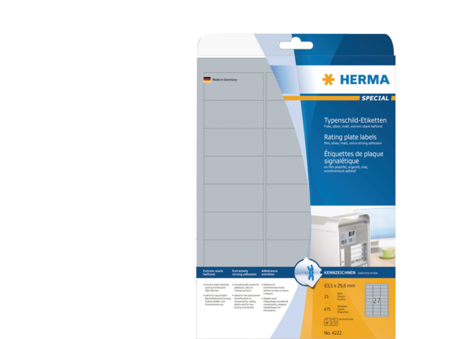 4222 etiket herma 4222 63.5x29.6mm zilver 675st