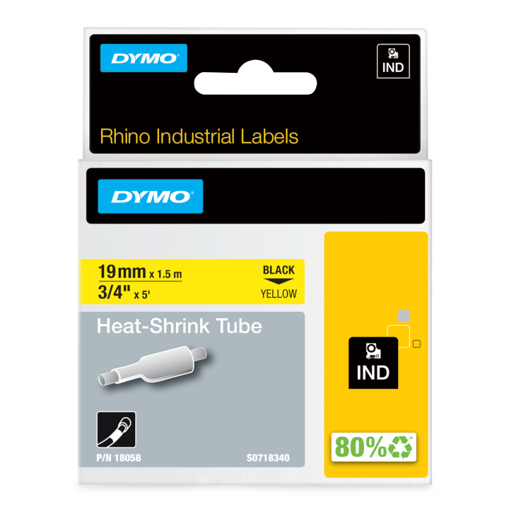 Rhino 18057 Krimpkous 19mm zwart op geel Rhino 18057 Krimpkous 19mm zwart op geel
