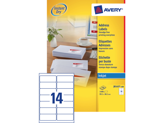 J8163-100 etiket avery j8163-100 99.1x38.1mm 1400st