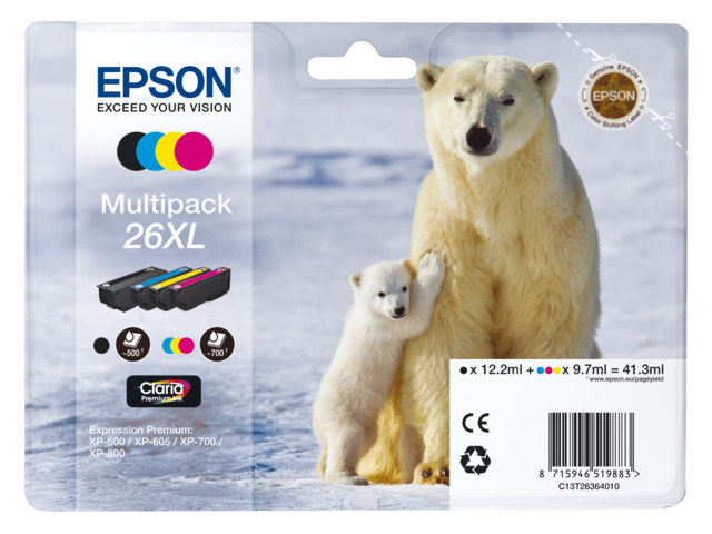 1865038 inkcartridge epson t263640 hc zwart 3 kleuren