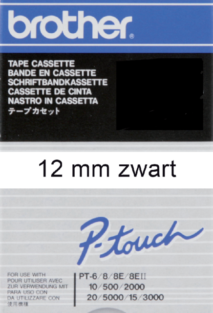 Labeltape Brother P-touch TC-201 standaard 12mm zwart op wit Labeltape Brother P-touch TC-201 standaard 12mm zwart op wit