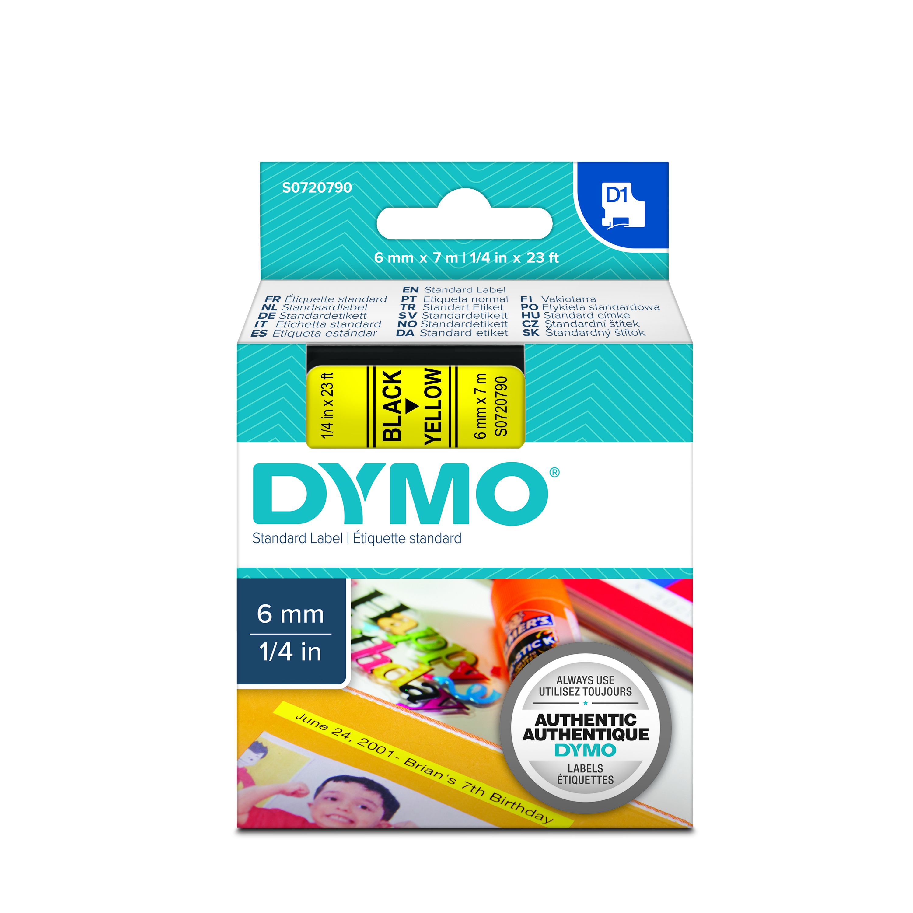 Dymo 43618 D1 Tape 6mm x 7m zwart op geel Dymo 43618 D1 Tape 6mm x 7m zwart op geel