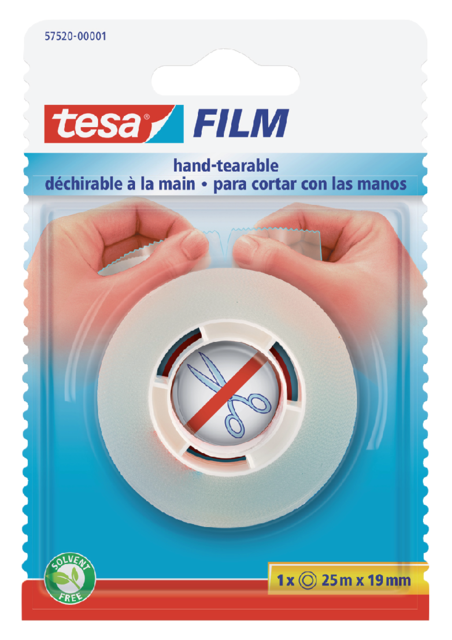 Plakband tesafilm® 25mx19mm handscheurbaar transparant