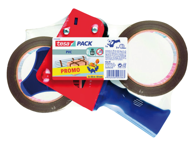 57108-00000-01 verpakkingstape tesa 2x 50mmx66m pvc + dispenser