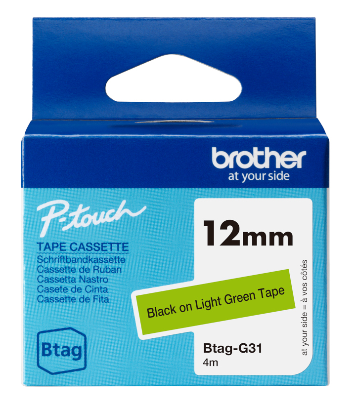 Brother Btag-G31 zwart op licht groen Brother Btag-G31 zwart op licht groen