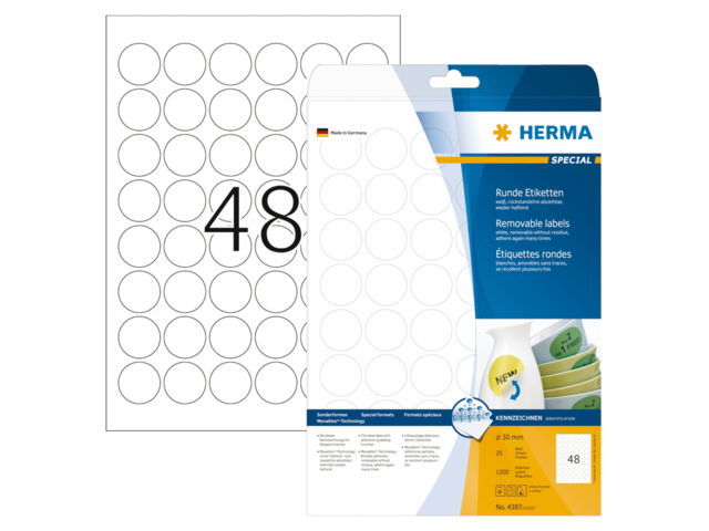 4387 etiket herma 4387 rond 30mm 1200st