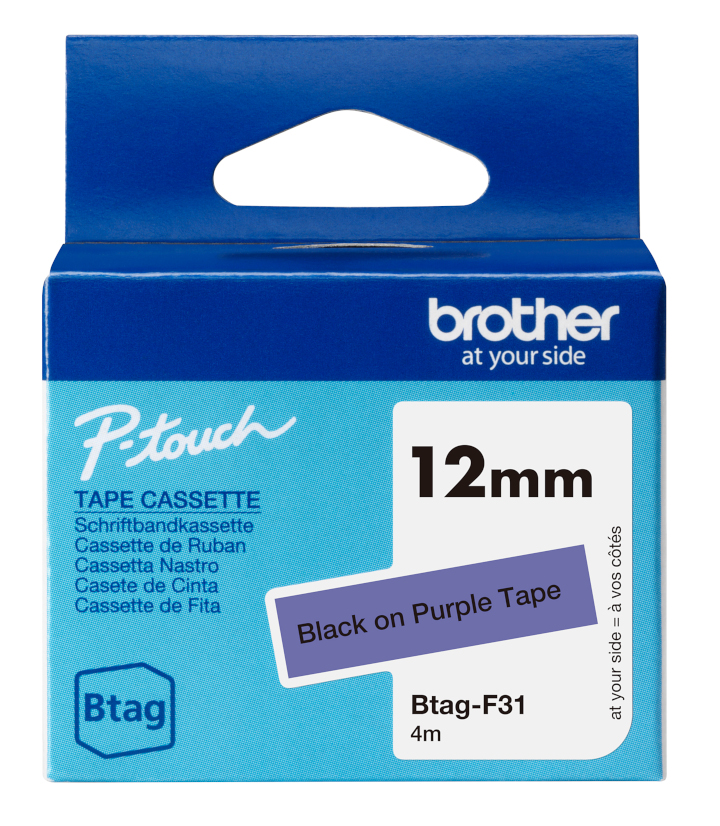 Brother Btag-F31 zwart op paars Brother Btag-F31 zwart op paars