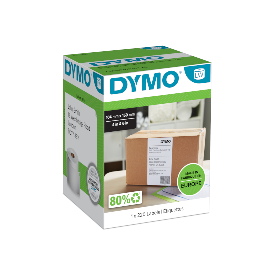 Dymo extra grote verzendetiketten 104x159mm voor LabelWriter 4XL