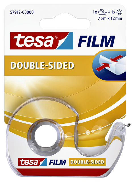 Tape tesafilm® dubbelzijdig 12mmx7,5m transparant met dispenser