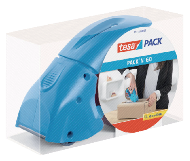 Verpakkingstape dispenser tesapack® pack-n-go blauw Verpakkingstape dispenser tesapack® pack-n-go blauw