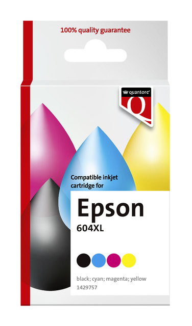 Inktcartridge Quantore alternatief tbv Epson 604XL T10H94 zwart + 3 kleuren Inktcartridge Quantore alternatief tbv Epson 604XL T10H94 zwart + 3 kleuren