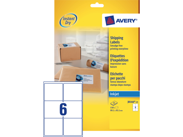 J8166-25 etiket avery j8166-25 99.1x93.1mm 150st