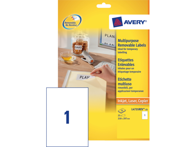 L4735REV-25 etiket avery l4735rev-25 210x297mm 25st