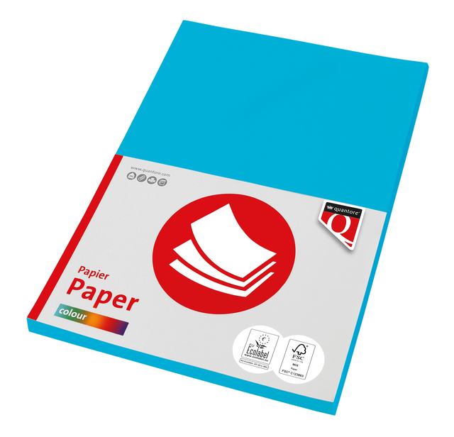 Kopieerpapier Quantore Colour A4 80gr azuurblauw 100 vel Kopieerpapier Quantore Colour A4 80gr azuurblauw 100 vel