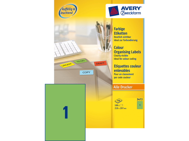 3472 etiket avery zweck 3472 210x297mm a4 groen
