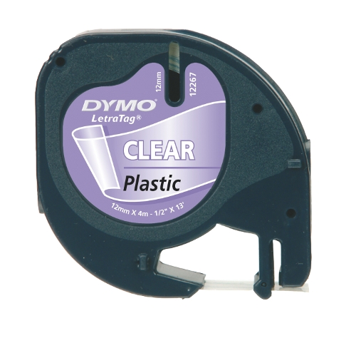 Dymo LetraTag tape 12267 zwart op transparant Dymo LetraTag tape 12267 zwart op transparant