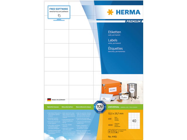 4461 etiket herma 4461 52.5x29.7mm premium a4 4000st