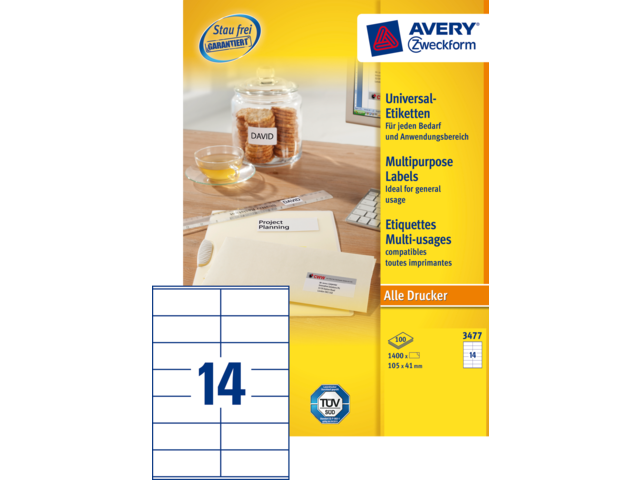 3477 etiket avery zweck 3477 105x41mm 1400st