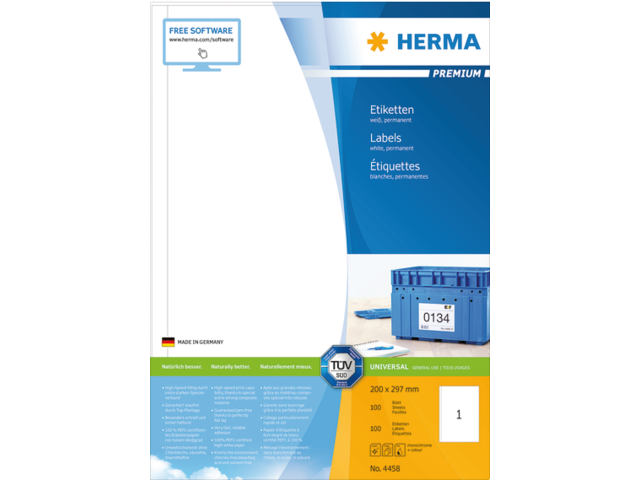 4458 etiket herma 4458 200x297mm premium a4 100st