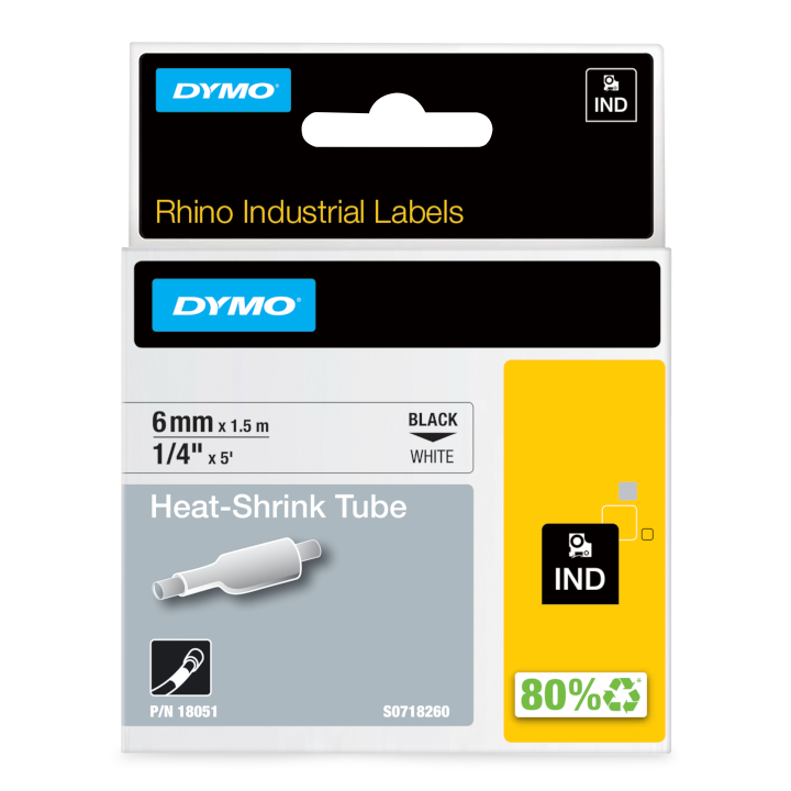 Rhino 18051 Krimpkous 6mm zwart op wit Rhino 18051 Krimpkous 6mm zwart op wit