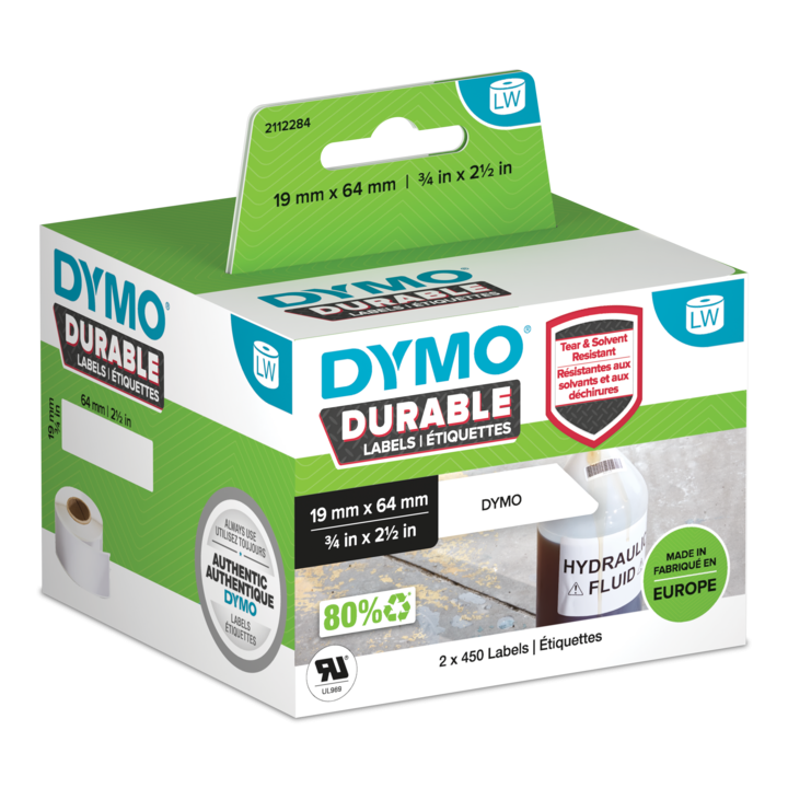 Dymo 2112284 duurzame LabelWriter etiketten 19x64mm Dymo 2112284 duurzame LabelWriter etiketten 19x64mm