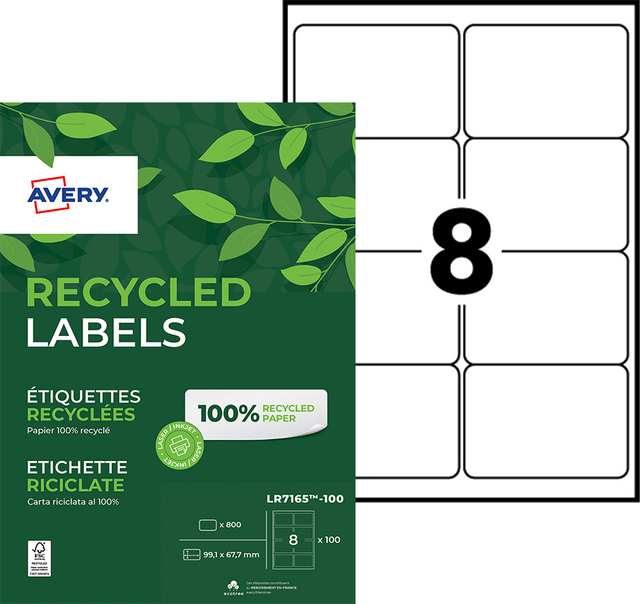 LR7165-100 etiket avery lr7165-100 99.1x67.7mm 800st recy