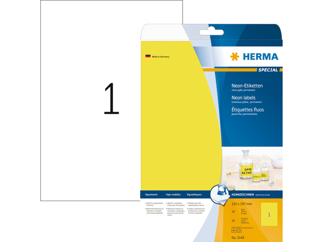 5148 etiket herma 5148 210x297mm a4 lc 20st fl gl