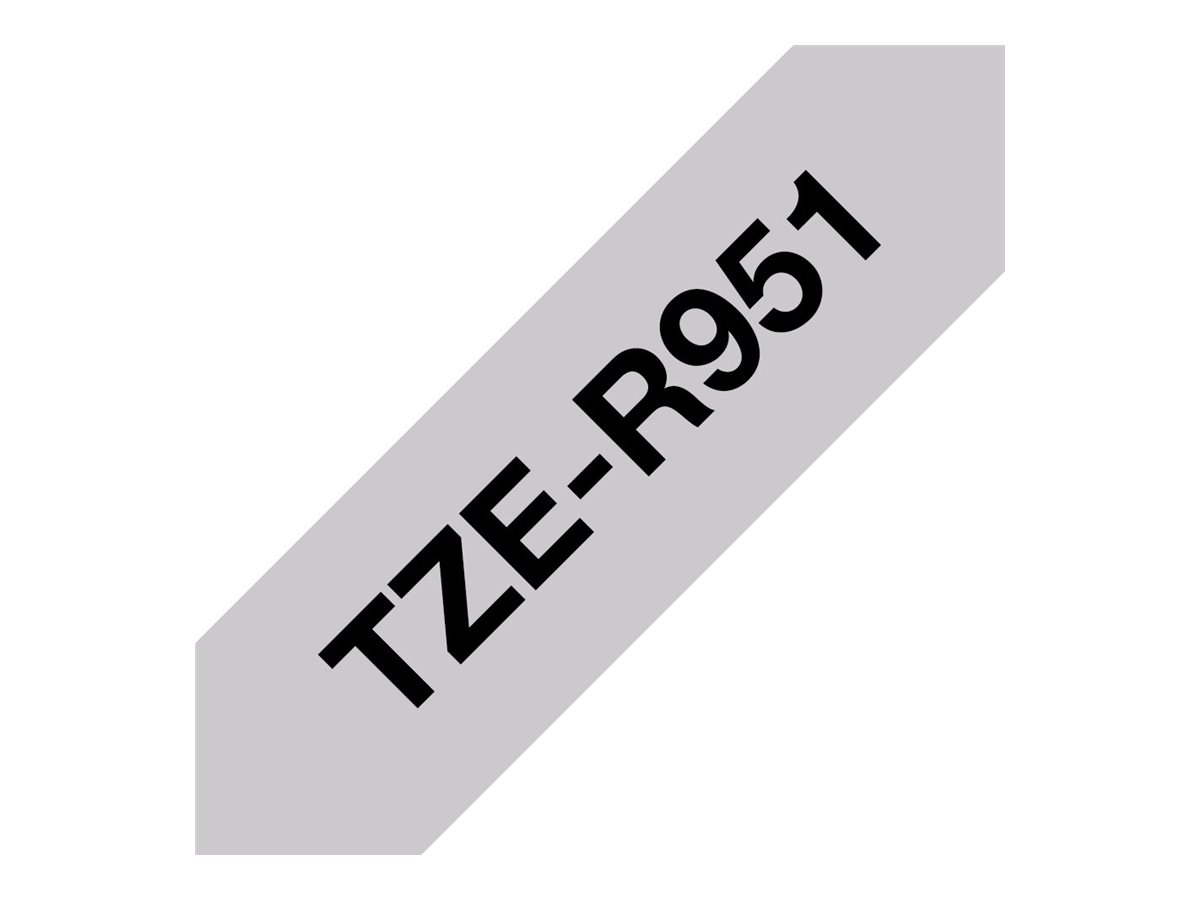 TZE-R951 stoffen lint zwart op zilver, 24mm x 4m