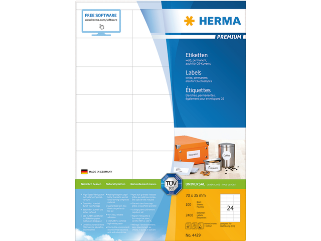 4429 etiket herma 4429 70x35mm premium a4 2400st