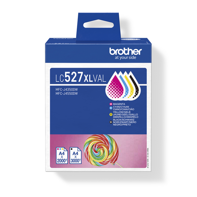 Inktcartridge Brother LC-527XL zwart + 3 kleuren Inktcartridge Brother LC-527XL zwart + 3 kleuren
