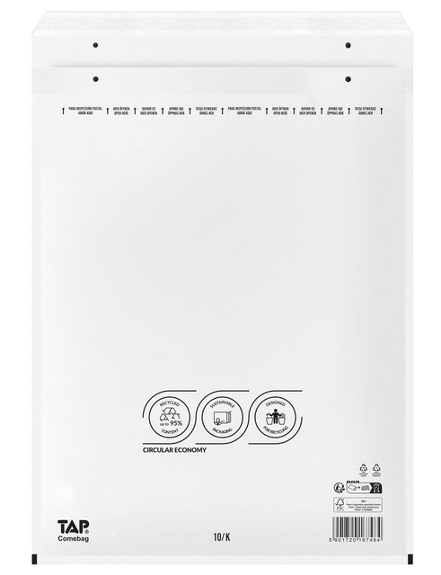 Envelop TAP Comebag luchtkussen nr 20 370x480mm 100 stuks Envelop TAP Comebag luchtkussen nr 20 370x480mm 100 stuks
