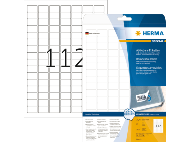 4211 etiket herma 4211 25.4x16.9mm 2800st