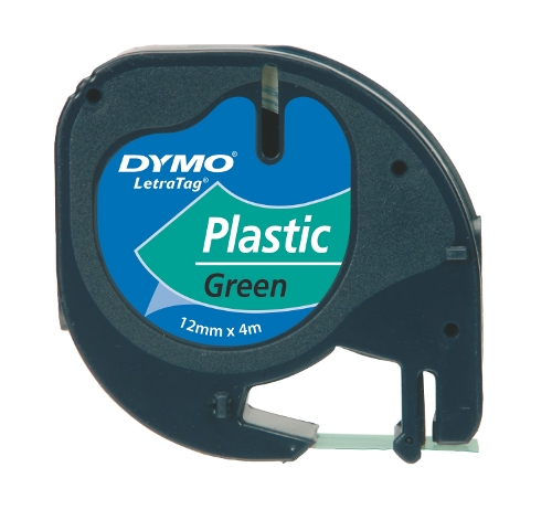 Dymo 91204 LetraTag tape zwart op groen Dymo 91204 LetraTag tape zwart op groen