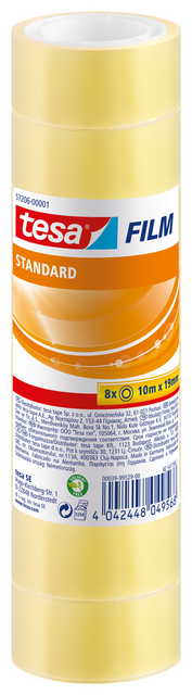 Plakband tesafilm® Standaard 10mx19mm transparant 8 rollen Plakband tesafilm® Standaard 10mx19mm transparant 8 rollen