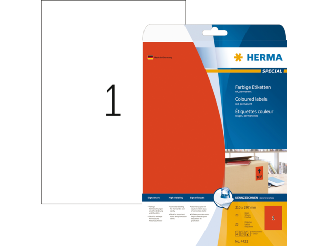 4422 etiket herma superprint 4422 a4 rood 20st