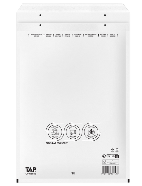 Envelop TAP Comebag luchtkussen nr19 320x455mm 100 stuks Envelop TAP Comebag luchtkussen nr19 320x455mm 100 stuks