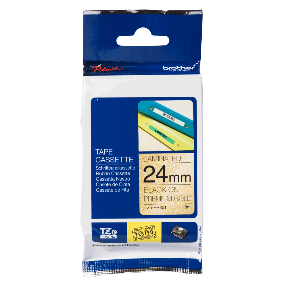 Brother TZe-PR831 Goud op Zwart 12mm Brother TZe-PR831 Goud op Zwart 12mm