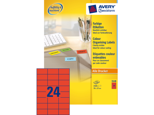3448 etiket avery zweck 3448 70x37mm rood 2400st