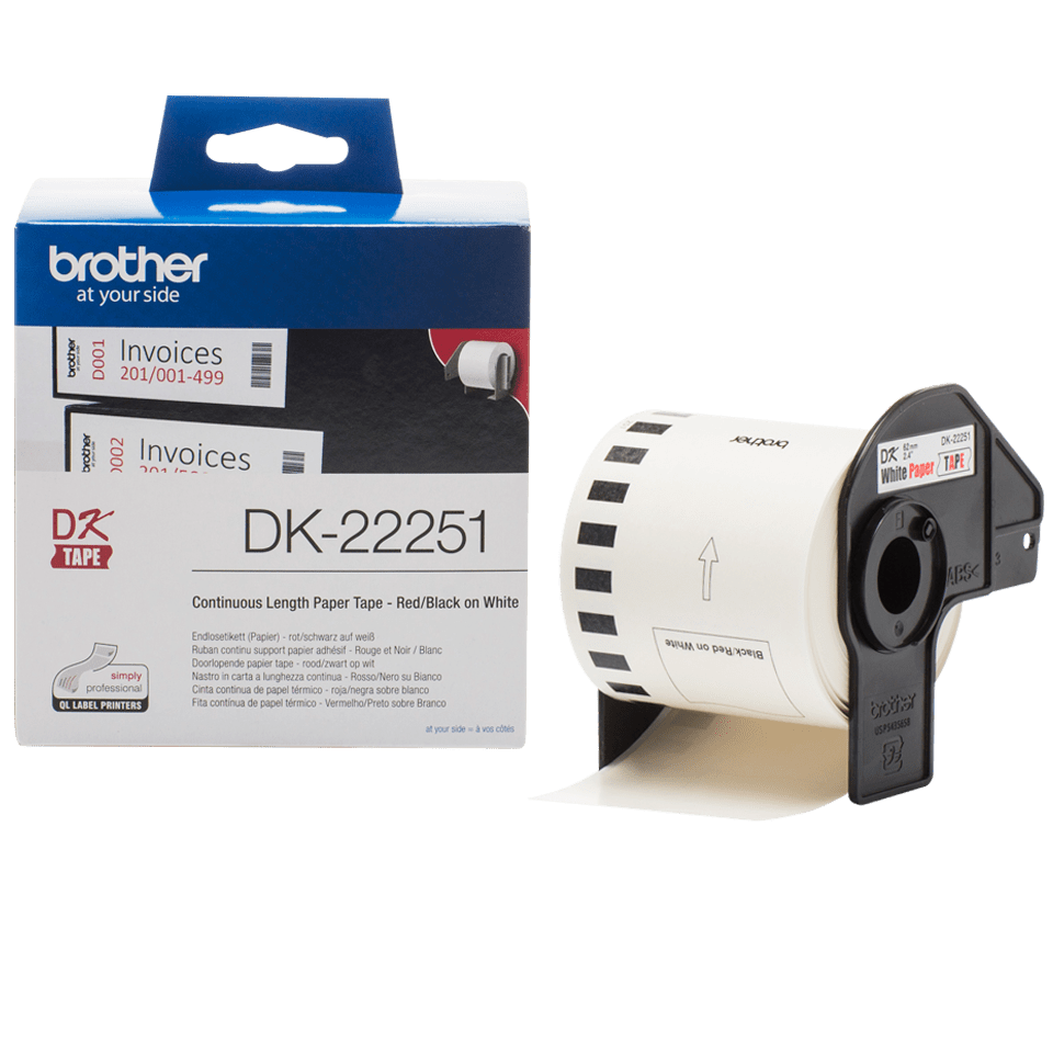 Brother DK-22251 Zwart op wit + rode header DK labelprinter-tape